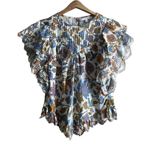 Love the Label Hazel Top, Cheyna Ivory Print Size Small - Picture 2 of 9